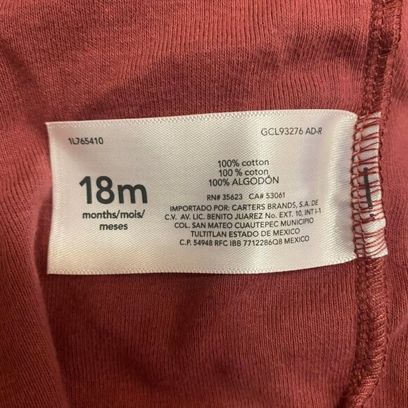 Carter’s Baby Bodysuit – Burgundy Short Sleeve Solid Cotton One-Piece Size 18M - Picture 7 of 7